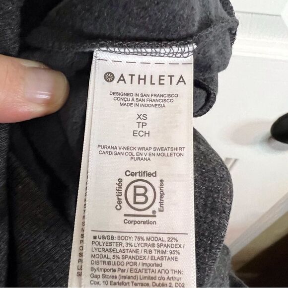 Athleta Purana VNeck Wrap Cross Over Sweater Size XS Gray Runs Big and Roomy - Picture 8 of 9